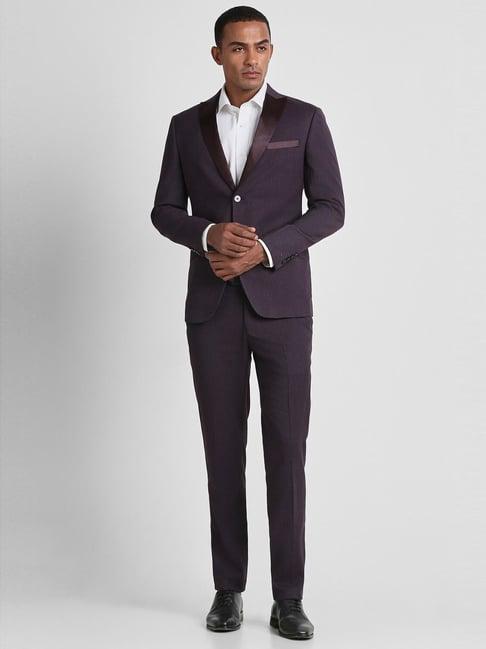 peter england elite purple slim fit two piece suit