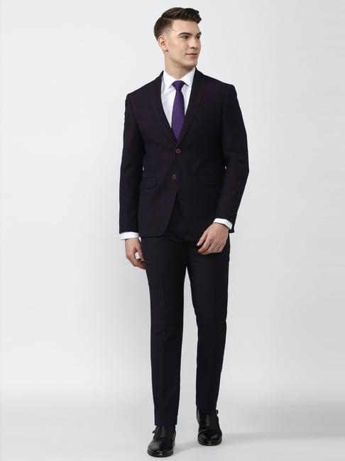 peter england elite purple slim fit two piece suits