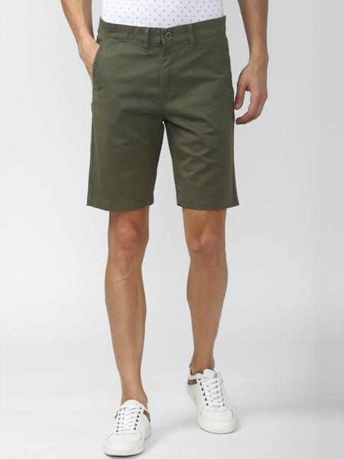 peter england green cotton regular fit shorts