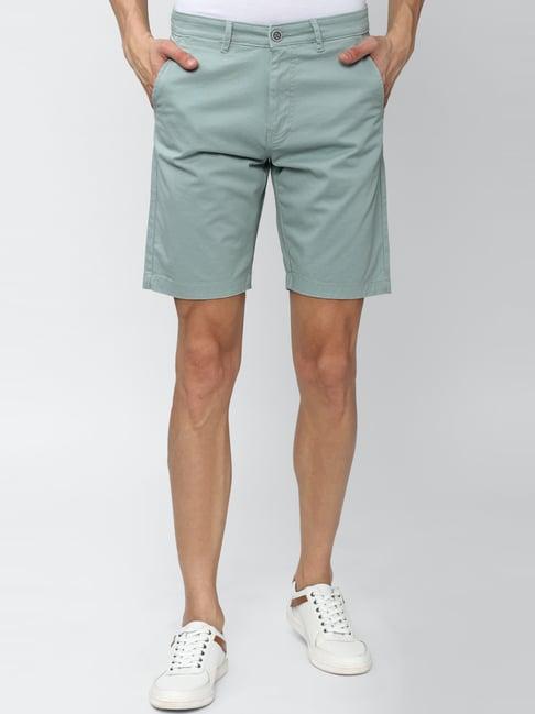 peter england green cotton regular fit shorts