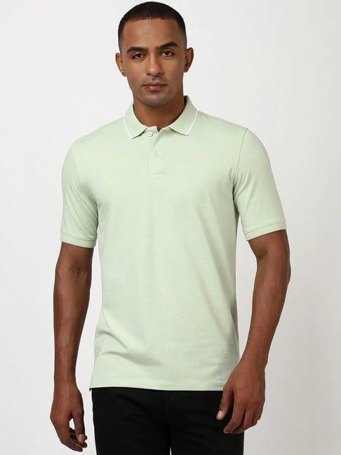 peter england green regular fit printed polo t-shirt