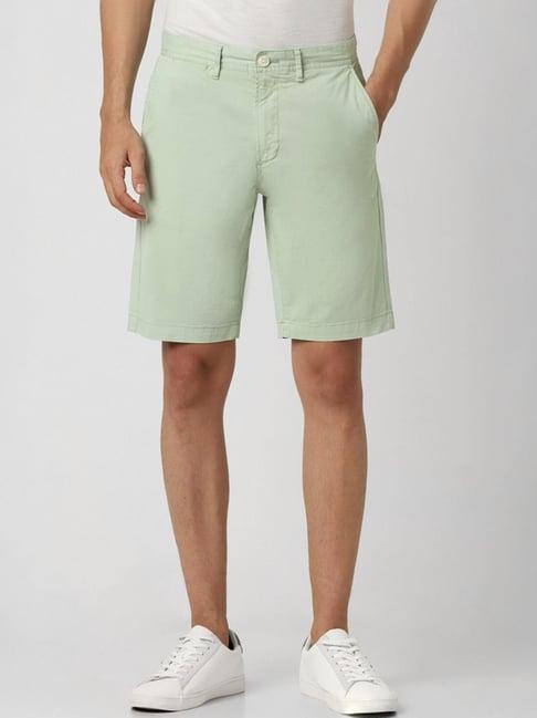 peter england green regular fit shorts