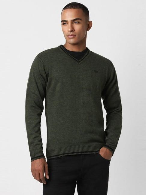 peter england green regular fit sweater