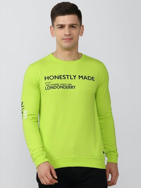 peter england green slim fit printed sweatshirt