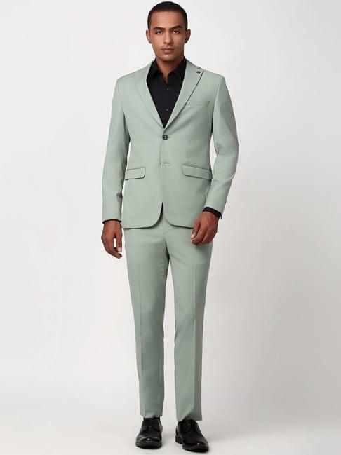 peter england green slim fit two piece suits