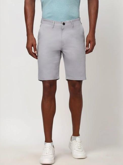 peter england grey cotton regular fit texture shorts