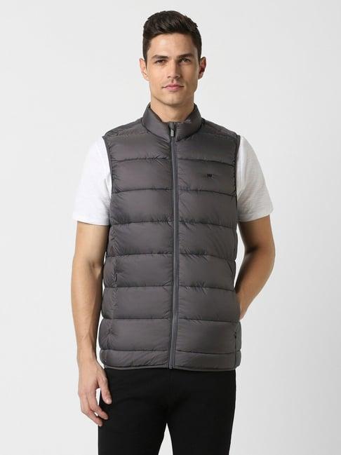 peter england grey regular fit quilted quilted jacket