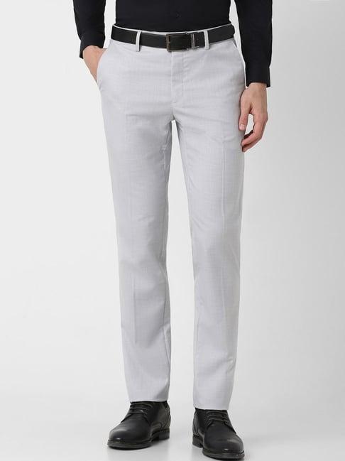 peter england grey skinny fit texture trousers