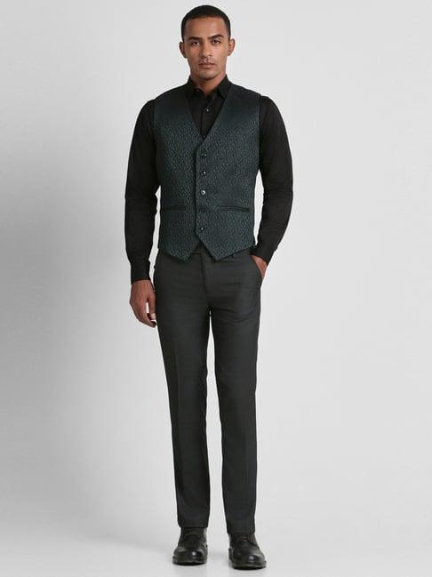 peter england grey slim fit three piece suit