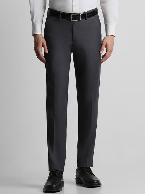 peter england grey slim fit trousers