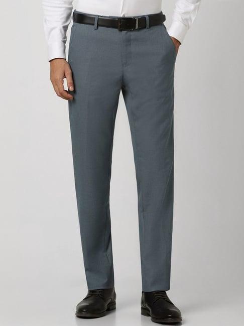 peter england grey slim fit trousers