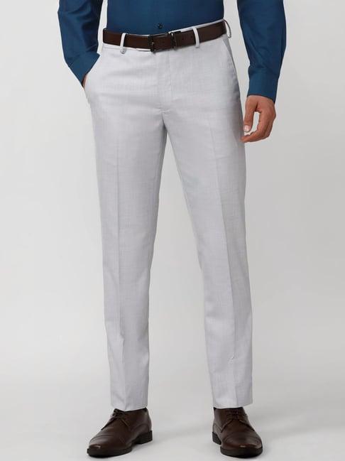 peter england grey slim fit trousers