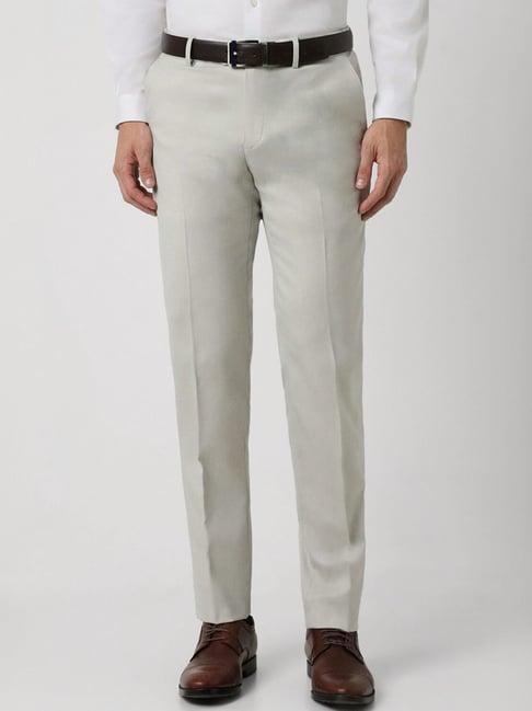 peter england grey slim fit trousers