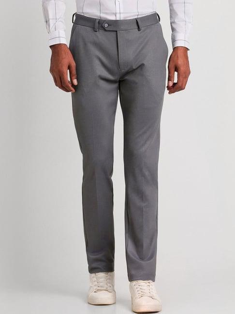 peter england grey slim fit trousers