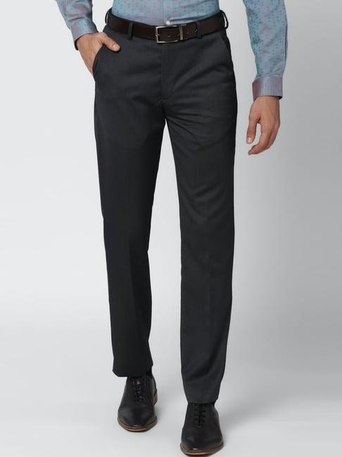 peter england grey slim fit trousers