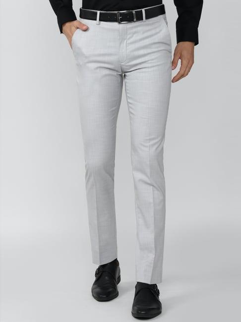 peter england grey slim fit trousers