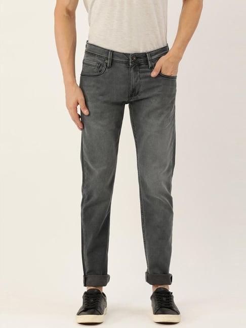 peter england jeans grey slim fit jeans