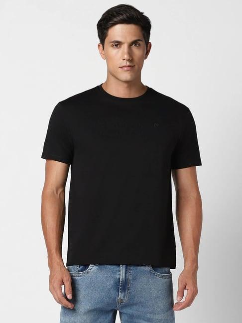peter england jeans jet black regular fit t-shirt