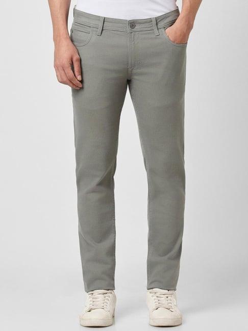peter england jeans light grey skinny fit jeans
