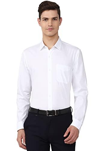 peter england jeans men's solid slim fit shirt (pesfmslb075309_white 42)