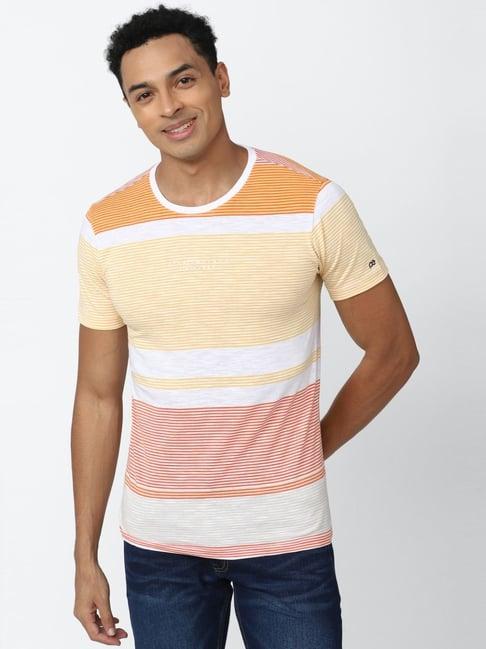 peter england jeans multi slim fit striped t-shirt