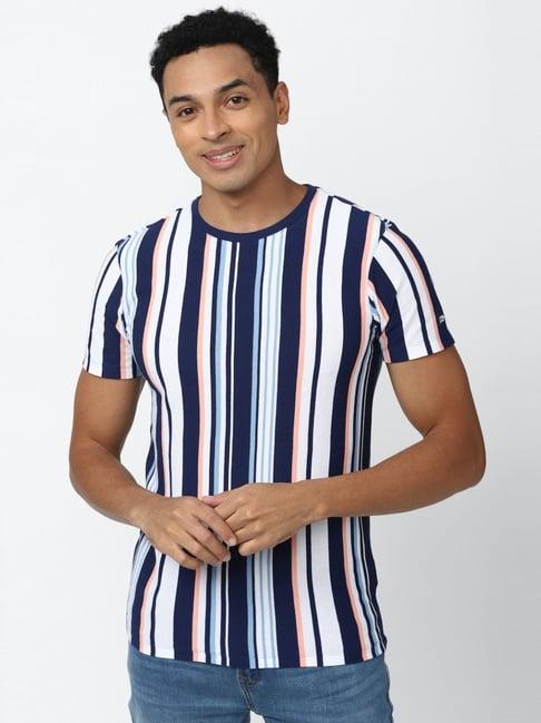 peter england jeans multi slim fit striped t-shirt