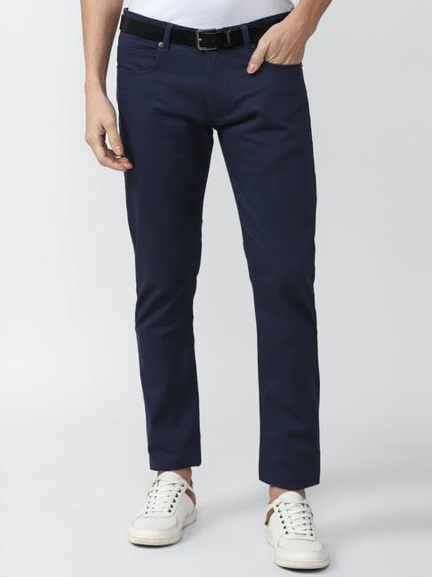 peter england jeans navy cotton skinny fit trousers