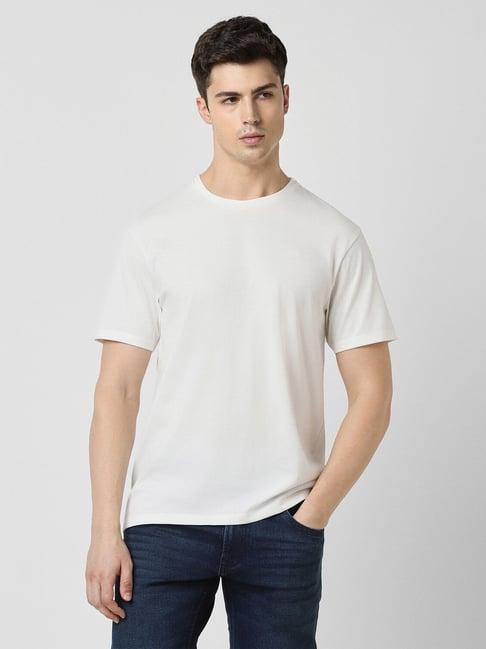 peter england jeans white regular fit t-shirt