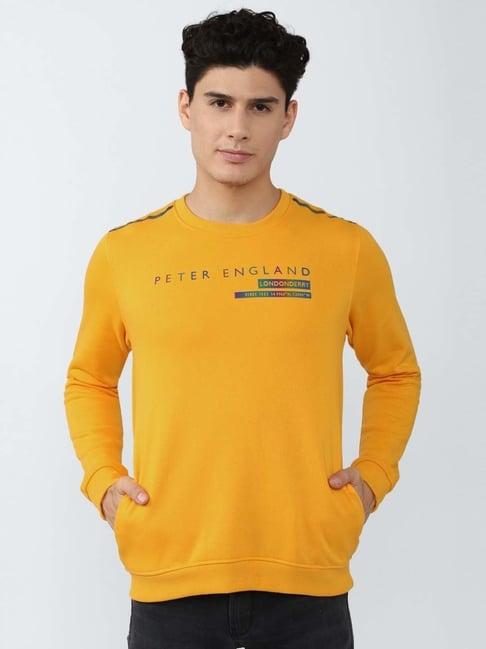 peter england jeans yellow slim fit printed sweatshirts