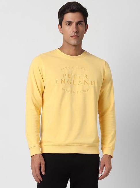peter england jeans yellow slim fit sweatshirt