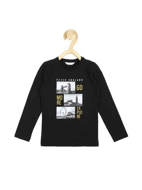 peter england kids black printed  full sleeves t-shirt