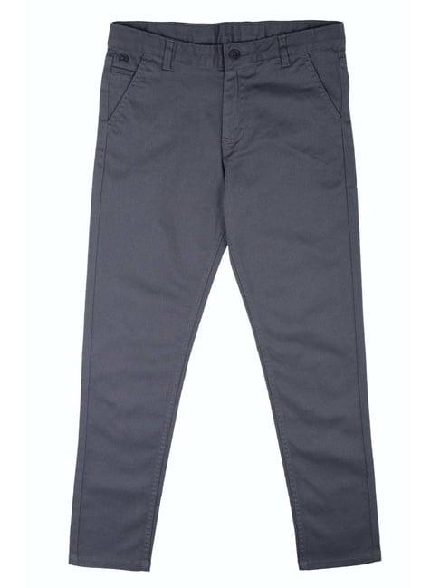 peter england kids blue cotton regular fit pants