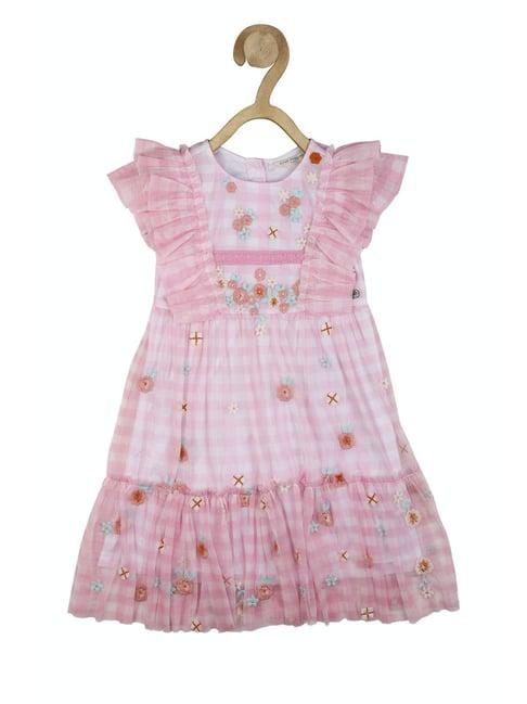 peter england kids light pink checks dress