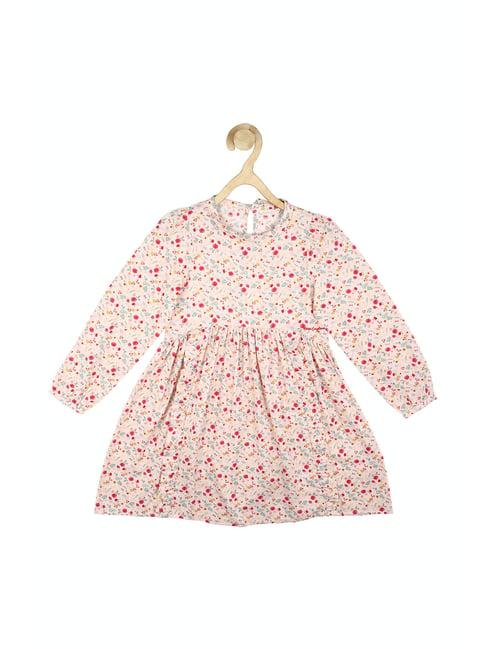 peter england kids light pink floral print full sleeves dress