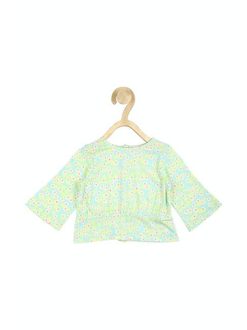 peter england kids mint green floral print full sleeves top