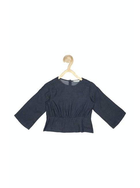 peter england kids navy solid full sleeves top