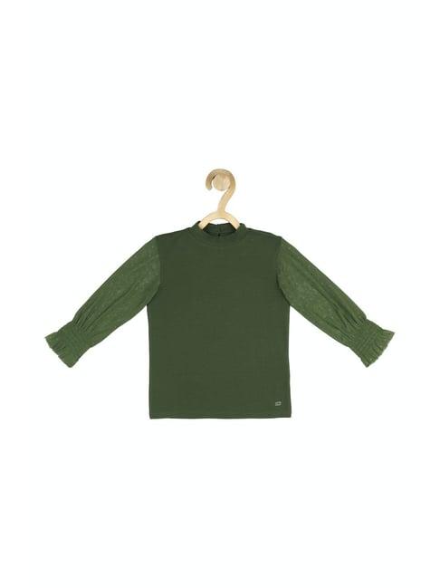 peter england kids olive solid full sleeves top