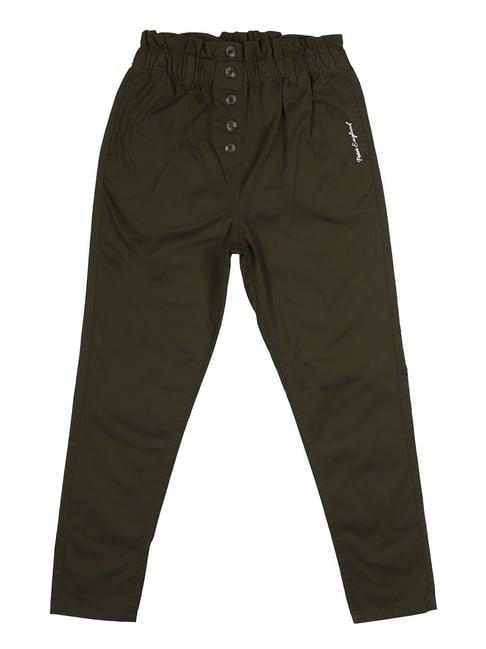 peter england kids olive solid trousers