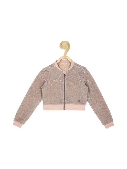 peter england kids pink embellished full sleeves jacket