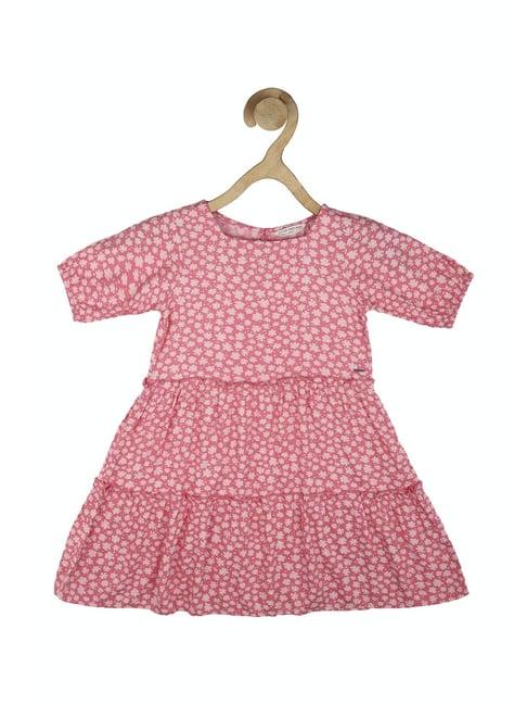 peter england kids pink floral print dress