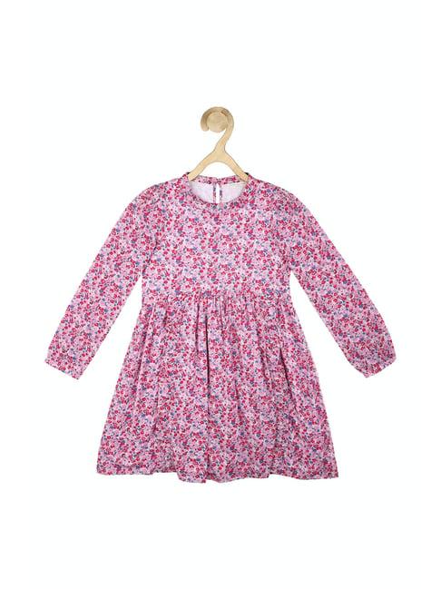 peter england kids pink floral print full sleeves dress