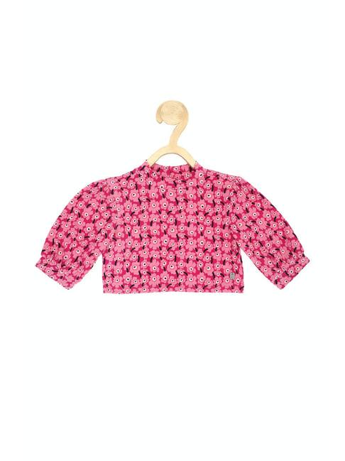 peter england kids pink floral print full sleeves top