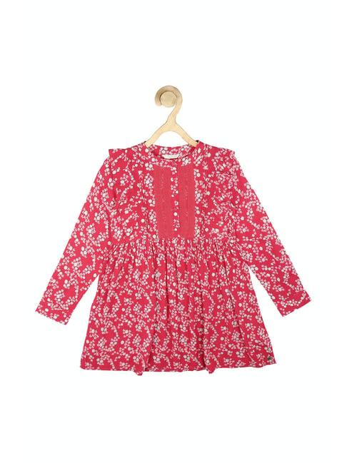 peter england kids pink printed full sleeves dress