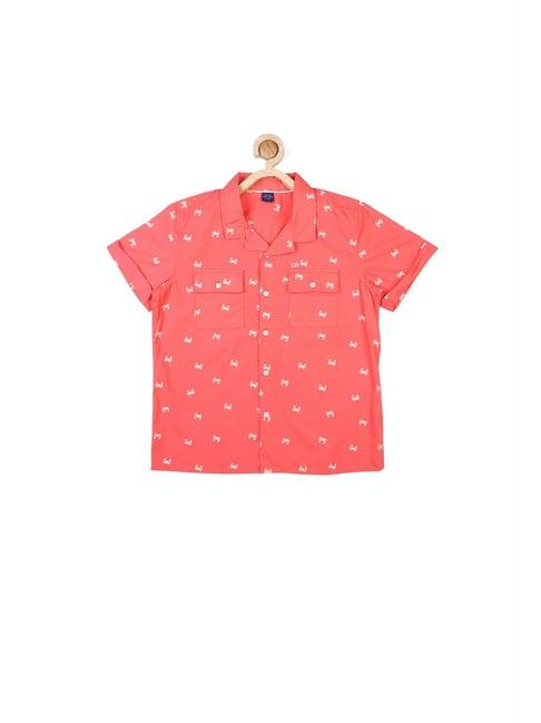 peter england kids pink printed shirt