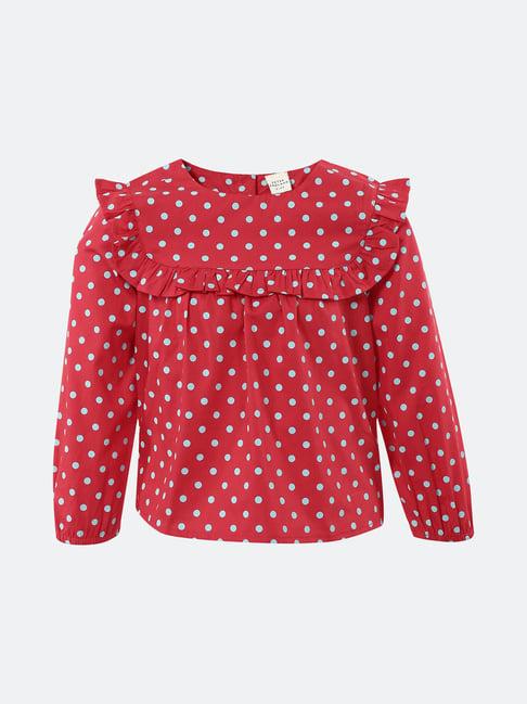 peter england kids red printed full sleeves top