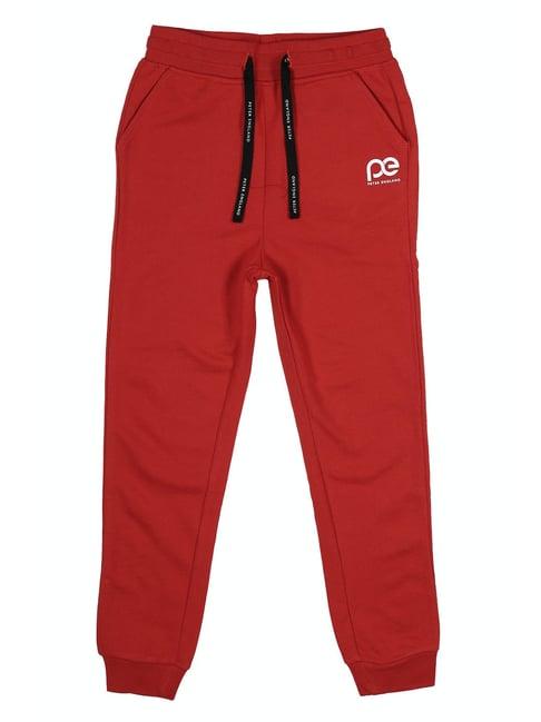 peter england kids red solid joggers
