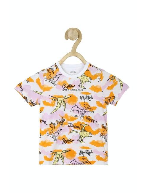 peter england kids white printed  t-shirt