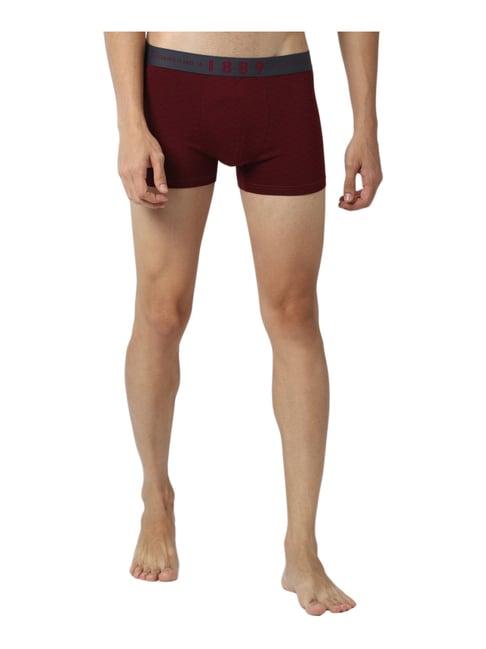 peter england maroon cotton printed trunks