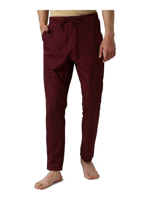 peter england maroon cotton regular fit printed nightwear pyjamas