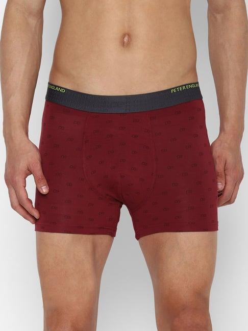 peter england maroon printed trunks